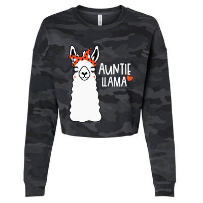 Cute Auntie Llama Funny Alpacas Llamas Lover Gift For Aunt Cropped Pullover Crew