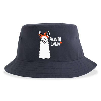 Cute Auntie Llama Funny Alpacas Llamas Lover Gift For Aunt Sustainable Bucket Hat