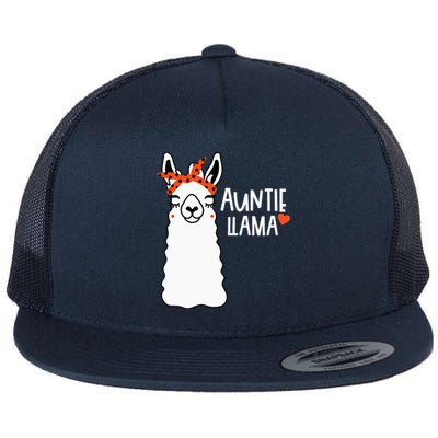 Cute Auntie Llama Funny Alpacas Llamas Lover Gift For Aunt Flat Bill Trucker Hat