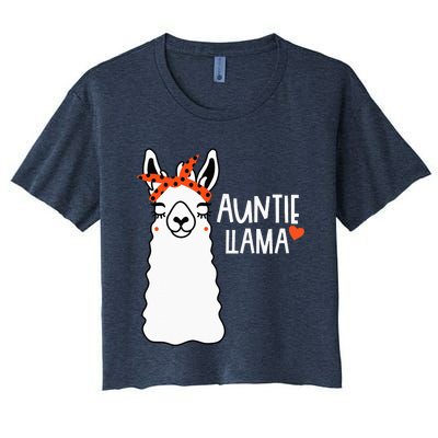 Cute Auntie Llama Funny Alpacas Llamas Lover Gift For Aunt Women's Crop Top Tee