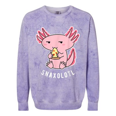 Cute Axolotl Lover Snaxolotl Eating Pizza Kawaii Anime Colorblast Crewneck Sweatshirt