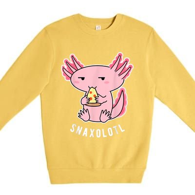 Cute Axolotl Lover Snaxolotl Eating Pizza Kawaii Anime Premium Crewneck Sweatshirt