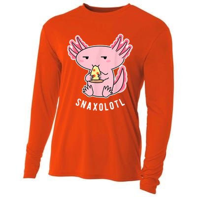 Cute Axolotl Lover Snaxolotl Eating Pizza Kawaii Anime Cooling Performance Long Sleeve Crew