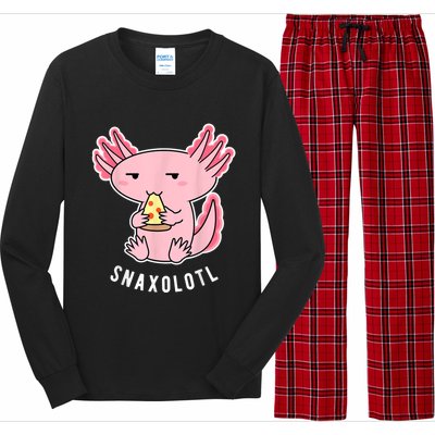 Cute Axolotl Lover Snaxolotl Eating Pizza Kawaii Anime Long Sleeve Pajama Set