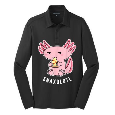 Cute Axolotl Lover Snaxolotl Eating Pizza Kawaii Anime Silk Touch Performance Long Sleeve Polo