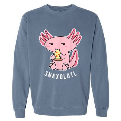 Cute Axolotl Lover Snaxolotl Eating Pizza Kawaii Anime Garment-Dyed Sweatshirt