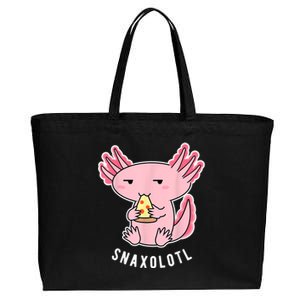 Cute Axolotl Lover Snaxolotl Eating Pizza Kawaii Anime Cotton Canvas Jumbo Tote