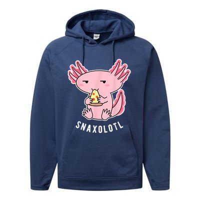 Cute Axolotl Lover Snaxolotl Eating Pizza Kawaii Anime Performance Fleece Hoodie