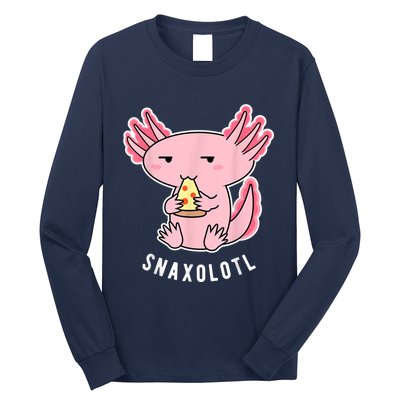 Cute Axolotl Lover Snaxolotl Eating Pizza Kawaii Anime Long Sleeve Shirt