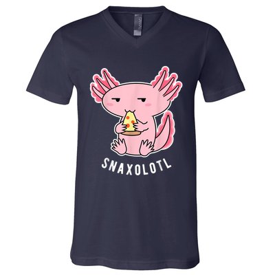 Cute Axolotl Lover Snaxolotl Eating Pizza Kawaii Anime V-Neck T-Shirt