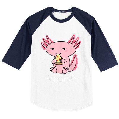 Cute Axolotl Lover Snaxolotl Eating Pizza Kawaii Anime Baseball Sleeve Shirt