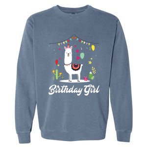 Cute Alpaca Llama Cactus Girl Birthday Party Animal Gift Garment-Dyed Sweatshirt