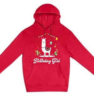 Cute Alpaca Llama Cactus Girl Birthday Party Animal Gift Premium Pullover Hoodie