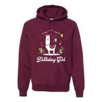 Cute Alpaca Llama Cactus Girl Birthday Party Animal Gift Premium Hoodie