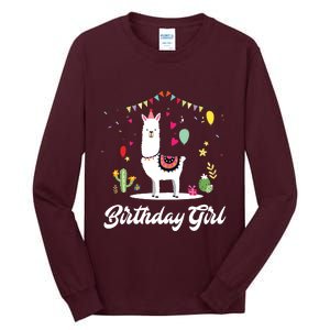 Cute Alpaca Llama Cactus Girl Birthday Party Animal Gift Tall Long Sleeve T-Shirt