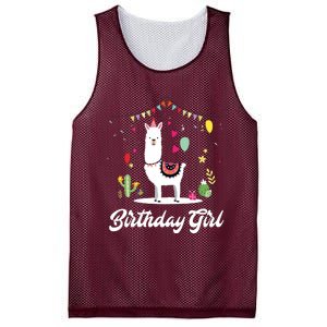 Cute Alpaca Llama Cactus Girl Birthday Party Animal Gift Mesh Reversible Basketball Jersey Tank