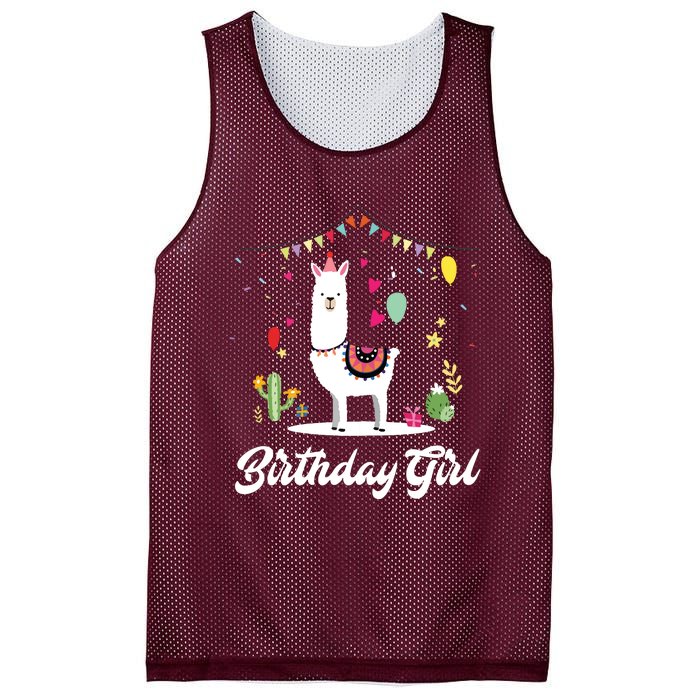 Cute Alpaca Llama Cactus Girl Birthday Party Animal Gift Mesh Reversible Basketball Jersey Tank