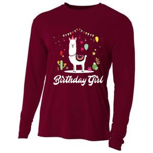 Cute Alpaca Llama Cactus Girl Birthday Party Animal Gift Cooling Performance Long Sleeve Crew