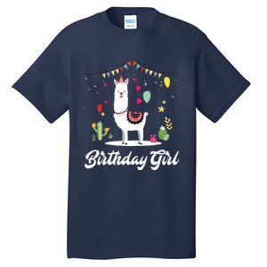 Cute Alpaca Llama Cactus Girl Birthday Party Animal Gift Tall T-Shirt