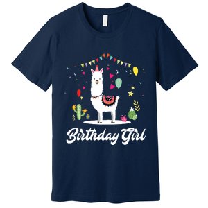 Cute Alpaca Llama Cactus Girl Birthday Party Animal Gift Premium T-Shirt