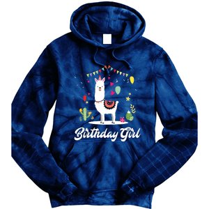 Cute Alpaca Llama Cactus Girl Birthday Party Animal Gift Tie Dye Hoodie