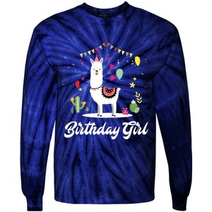 Cute Alpaca Llama Cactus Girl Birthday Party Animal Gift Tie-Dye Long Sleeve Shirt