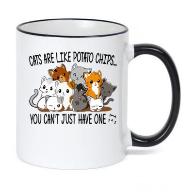 Cats Are Like Potato Chips You Can Not Have Just One Funny Cute Gift 11oz Black Color Changing Mug