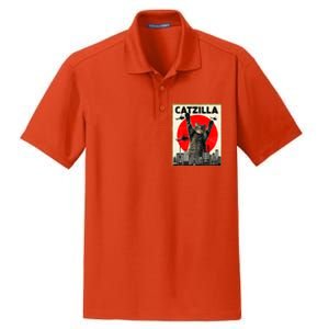 Catzilla Anime Lover Kawaii Animals Japanese Style Movies Dry Zone Grid Polo