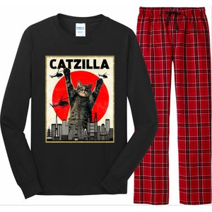 Catzilla Anime Lover Kawaii Animals Japanese Style Movies Long Sleeve Pajama Set