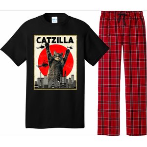 Catzilla Anime Lover Kawaii Animals Japanese Style Movies Pajama Set