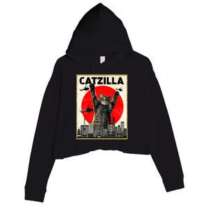 Catzilla Anime Lover Kawaii Animals Japanese Style Movies Crop Fleece Hoodie