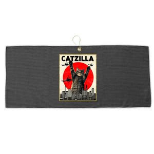 Catzilla Anime Lover Kawaii Animals Japanese Style Movies Large Microfiber Waffle Golf Towel