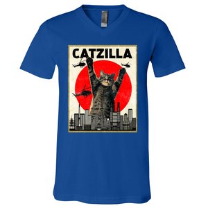 Catzilla Anime Lover Kawaii Animals Japanese Style Movies V-Neck T-Shirt