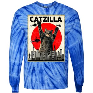 Catzilla Anime Lover Kawaii Animals Japanese Style Movies Tie-Dye Long Sleeve Shirt