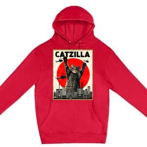 Catzilla Anime Lover Kawaii Animals Japanese Style Movies Premium Pullover Hoodie