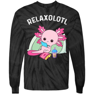 Cute Axolotl Lover Mexican Salamander Relaxolotl Tie-Dye Long Sleeve Shirt