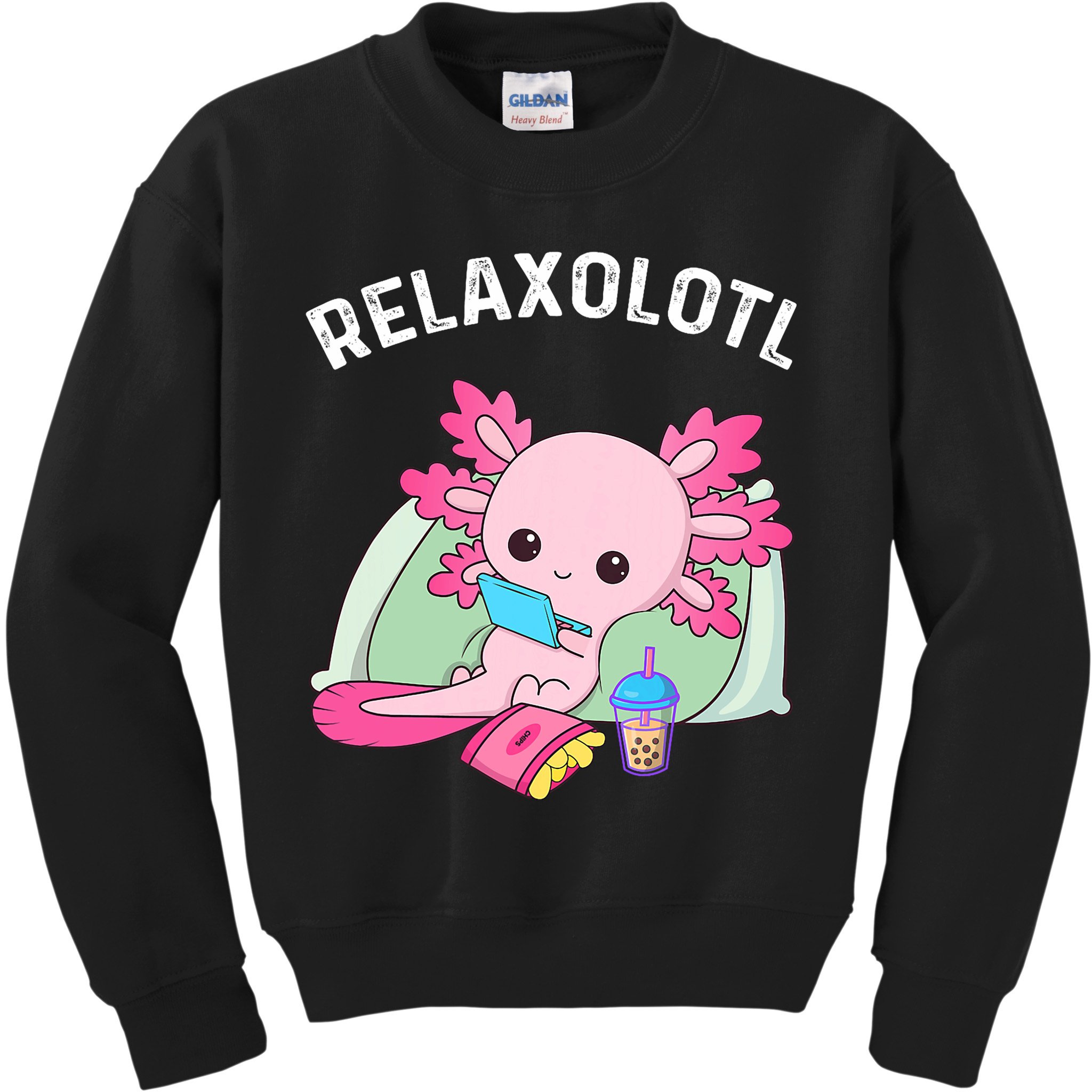 Cute Axolotl Lover Mexican Salamander Relaxolotl Kids Sweatshirt