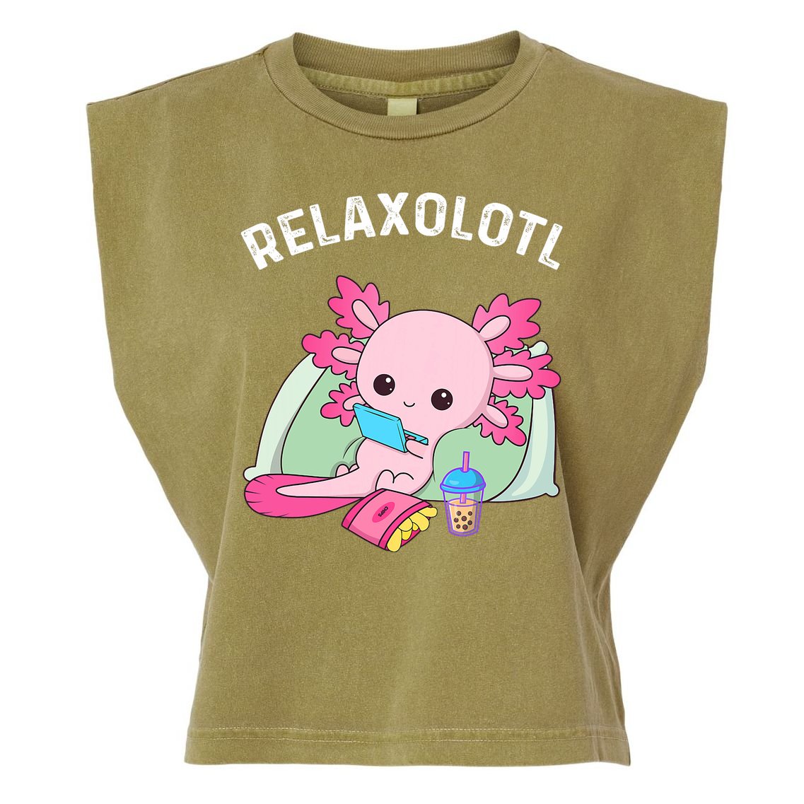 Cute Axolotl Lover Mexican Salamander Relaxolotl Garment-Dyed Women's Muscle Tee