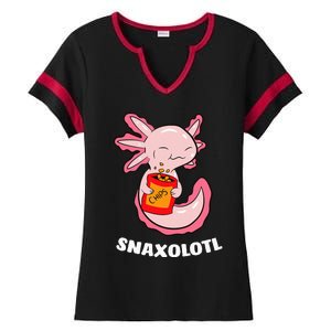 Cute Axolotl Lover Snaxolotl Kawaii Axolotl Food Sweets Ladies Halftime Notch Neck Tee