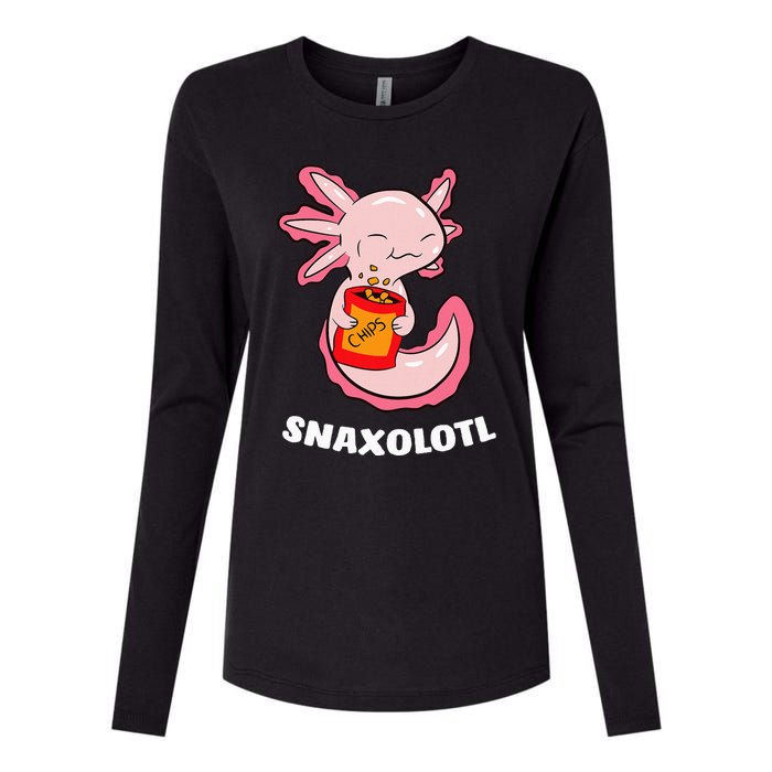 Cute Axolotl Lover Snaxolotl Kawaii Axolotl Food Sweets Womens Cotton Relaxed Long Sleeve T-Shirt