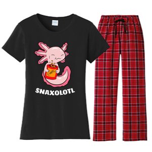 Cute Axolotl Lover Snaxolotl Kawaii Axolotl Food Sweets Women's Flannel Pajama Set