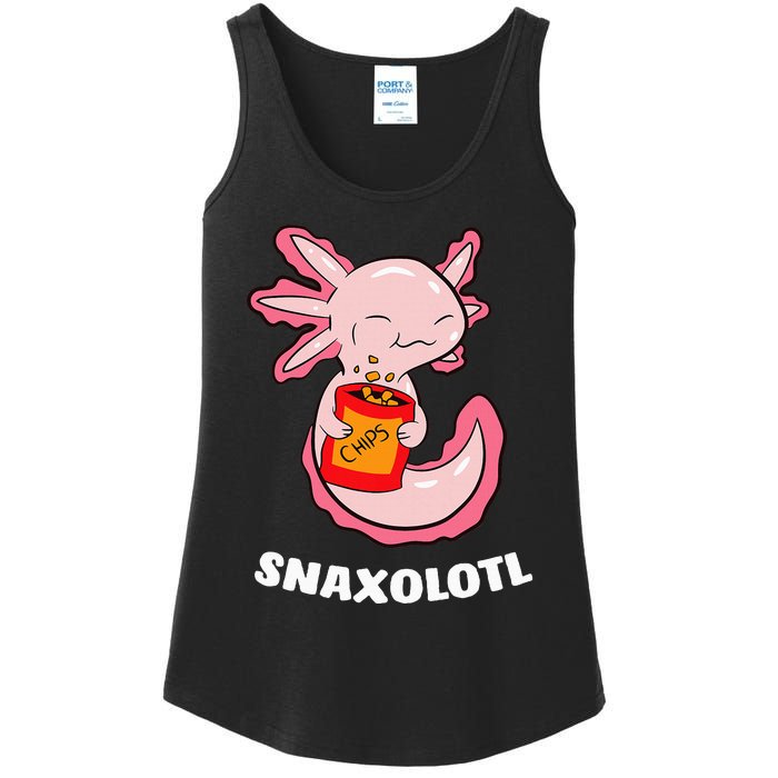 Cute Axolotl Lover Snaxolotl Kawaii Axolotl Food Sweets Ladies Essential Tank