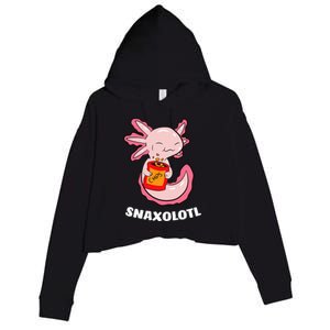 Cute Axolotl Lover Snaxolotl Kawaii Axolotl Food Sweets Crop Fleece Hoodie