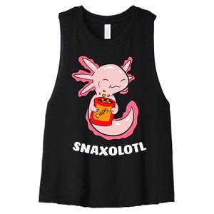 Cute Axolotl Lover Snaxolotl Kawaii Axolotl Food Sweets Women's Racerback Cropped Tank