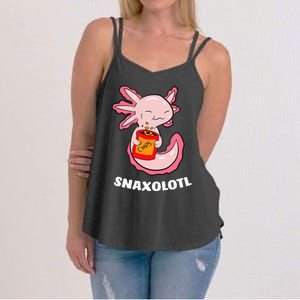 Cute Axolotl Lover Snaxolotl Kawaii Axolotl Food Sweets Women's Strappy Tank