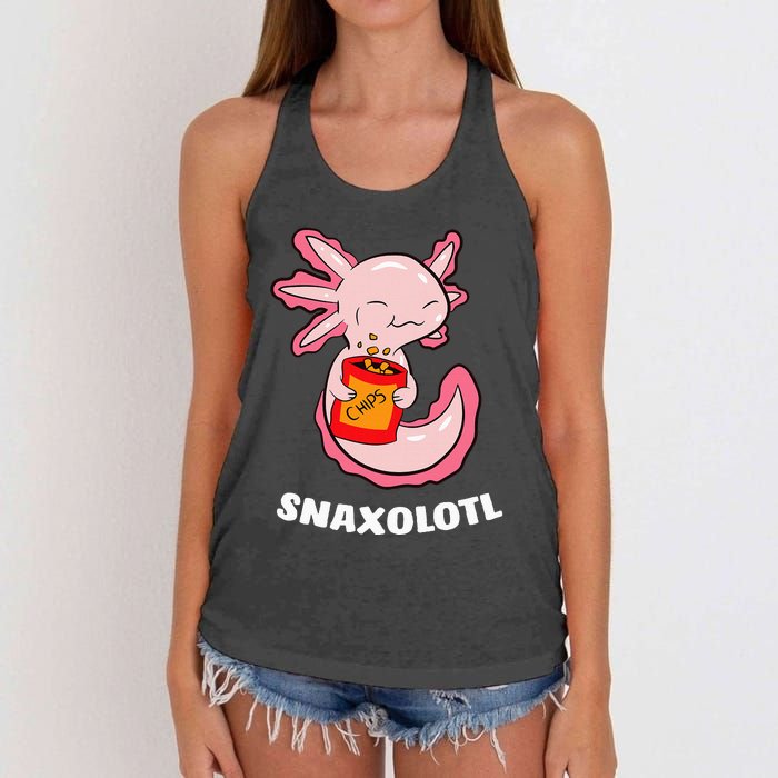 Cute Axolotl Lover Snaxolotl Kawaii Axolotl Food Sweets Women's Knotted Racerback Tank