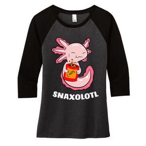 Cute Axolotl Lover Snaxolotl Kawaii Axolotl Food Sweets Women's Tri-Blend 3/4-Sleeve Raglan Shirt