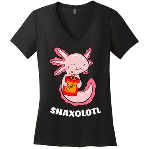 Cute Axolotl Lover Snaxolotl Kawaii Axolotl Food Sweets Women's V-Neck T-Shirt