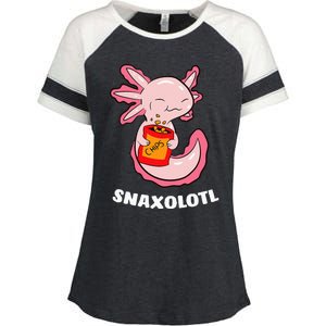 Cute Axolotl Lover Snaxolotl Kawaii Axolotl Food Sweets Enza Ladies Jersey Colorblock Tee