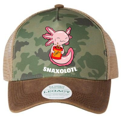 Cute Axolotl Lover Snaxolotl Kawaii Axolotl Food Sweets  Legacy Tie Dye Trucker Hat